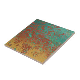 Azulejo De Cerâmica Turquesa de Cobre Textura Castanho Azul Laranja