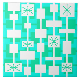 Azulejo De Cerâmica Turquesa Geométrica Moderna do meio século
