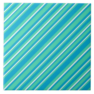 Azulejo De Cerâmica Turquesa Islâmica, Aqua e Padrão Striped Branco