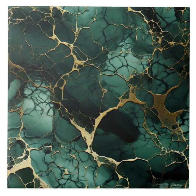 Azulejo De Cerâmica Turquesa Marble, Veias Douradas, Elegância Sem Olh (Frente)