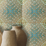 Azulejo De Cerâmica Turquesa Marrom Persa Distante Geométrico<br><div class="desc">Este azulejo cerâmico é uma bela peça de arte, exuando um sentido de história e cultura. O azulejo apresenta um design intrincado e simétrico que é uma mistura harmoniosa de formas geométricas e de motivos florais. A design lembra a arte tradicional persa, conhecida por seu detalhado artesanato e opulência. O...</div>