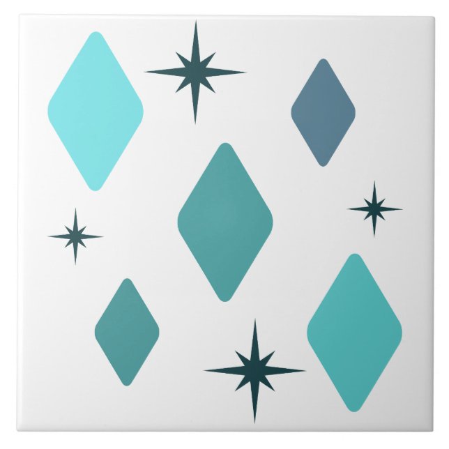 Azulejo De Cerâmica Turquesa Mod Diamantes de Médio Mínimo (Frente)
