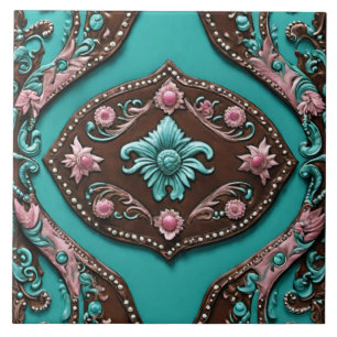 Azulejo De Cerâmica Turquoise do Sul Turquesa Rosa País Ocidental