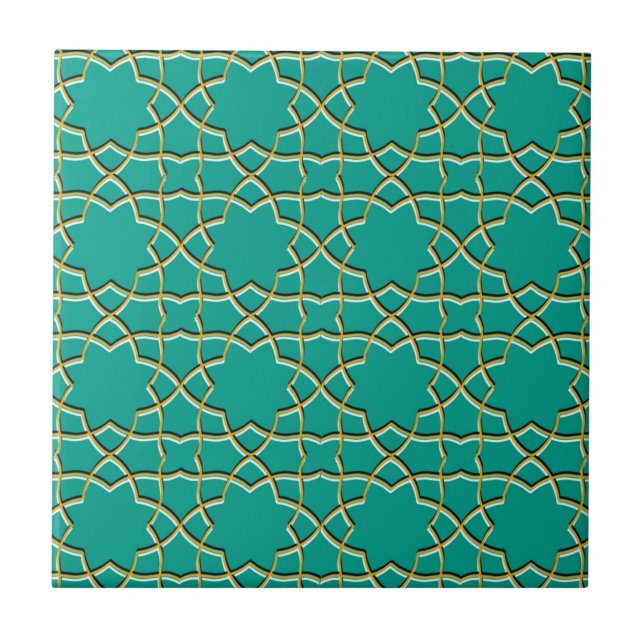 Azulejo De Cerâmica Turquoise Geométrico Star (Frente)