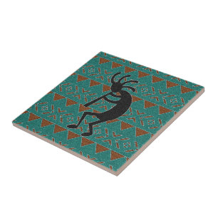 Azulejo De Cerâmica Turquoise Kokopelli Southwest Cerâmica