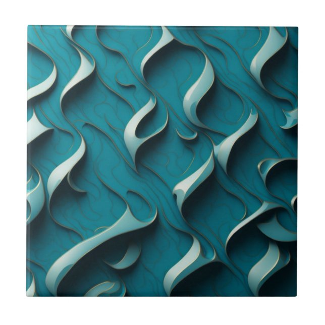 Azulejo de cerâmica "Turquoise Waves" (Frente)