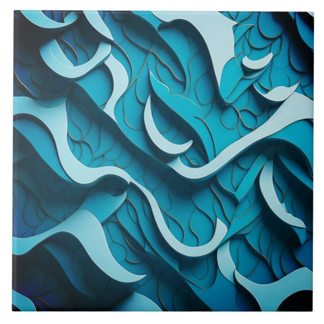 Azulejo de cerâmica "Turquoise Waves II" (Frente)
