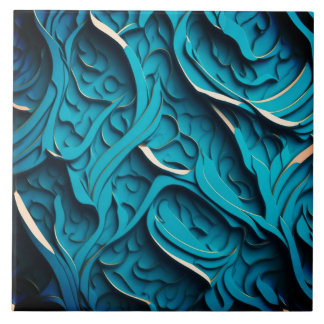 Azulejo de cerâmica "Turquoise Waves IV"