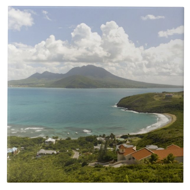 Azulejo De Cerâmica Turtle Beach, península sudeste, St Kitts, (Frente)