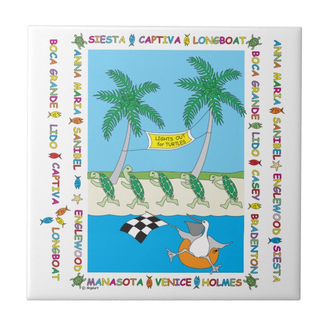 Azulejo De Cerâmica Turtle Beaches (Frente)