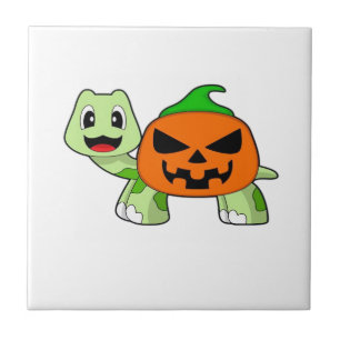 Azulejo De Cerâmica Turtle Halloween Abóbora Camiseta Clássica