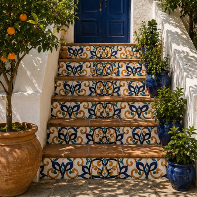 Azulejo De Cerâmica Tuscan Verve Vibrant Scrollwork  Mediterranean  (Criador carregado)