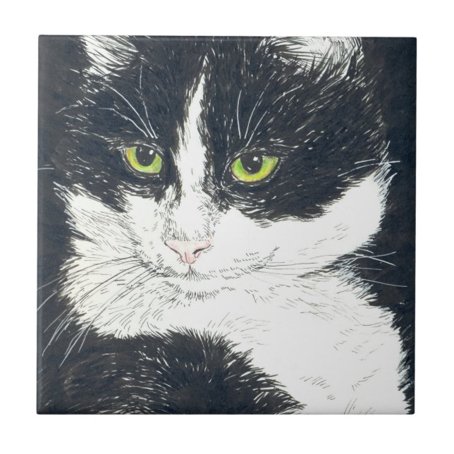 Azulejo De Cerâmica Tuxedo cat (Frente)