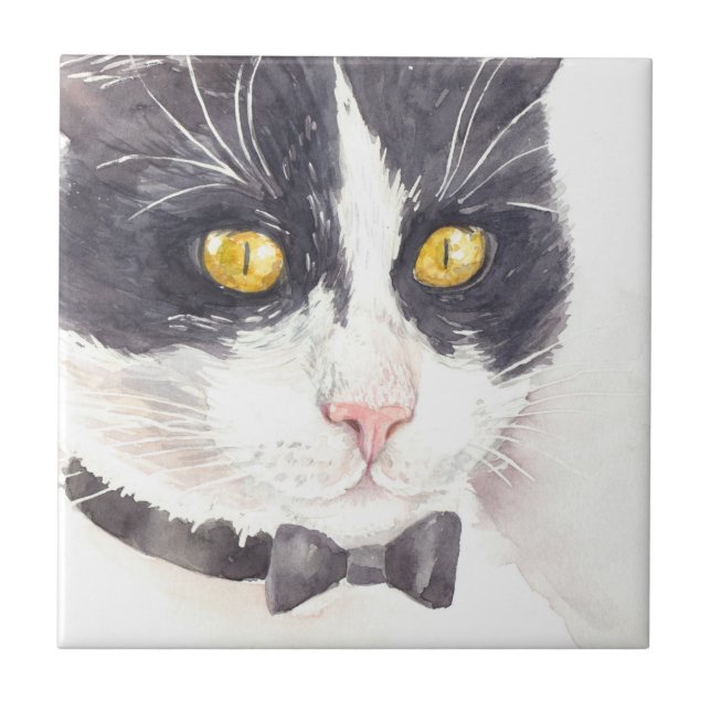 Azulejo De Cerâmica Tuxedo cat (Frente)