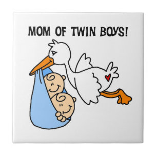 Azulejo De Cerâmica Twin Boys Mamãe Stork Gifts