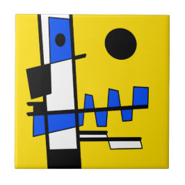 Azulejo De Cerâmica Two Sides Of Ethnicity Yellow Blue Black White