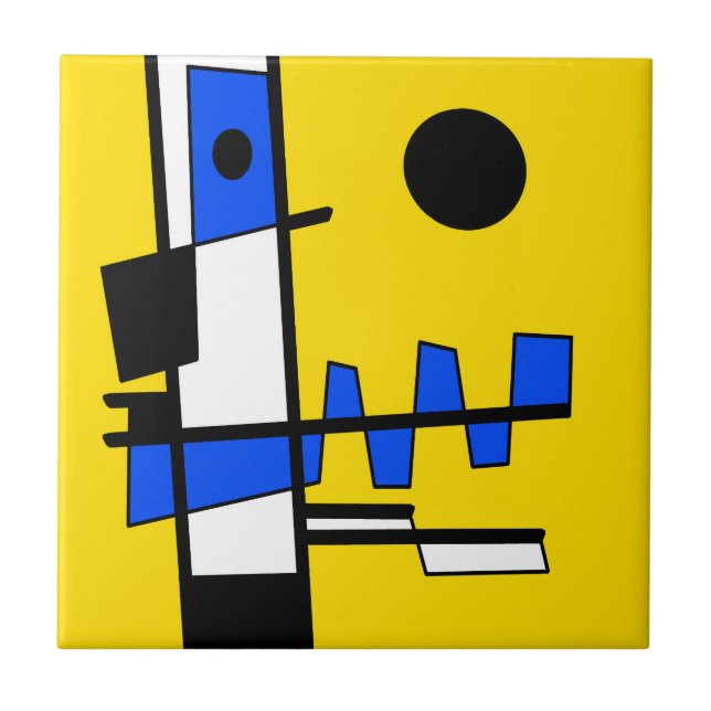 Azulejo De Cerâmica Two Sides Of Ethnicity Yellow Blue Black White (Frente)