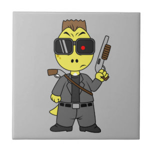 Azulejo De Cerâmica Tyrannosaurus Rex Vestido Como Terminador.