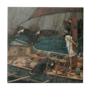 Azulejo De Cerâmica Ulisses e as Sereias por John William Waterhouse