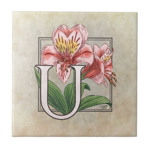 Azulejo De Cerâmica Ulster Mary Flower Floral Monograma Art
