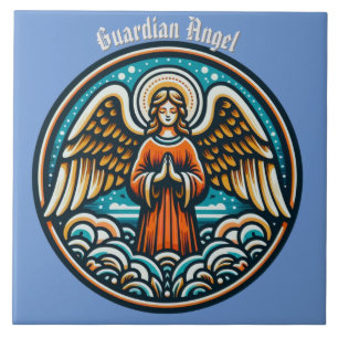 Azulejo De Cerâmica Um Anjo Guardião Orando