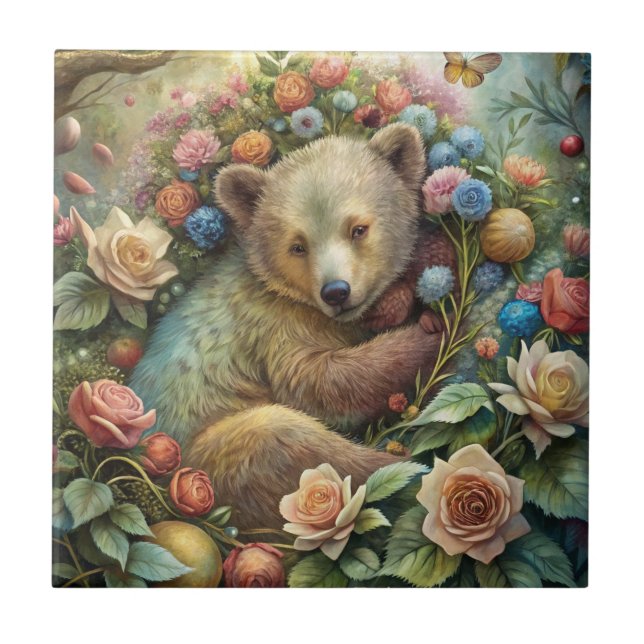 Azulejo De Cerâmica Um Belo Urso Bebê (Frente)