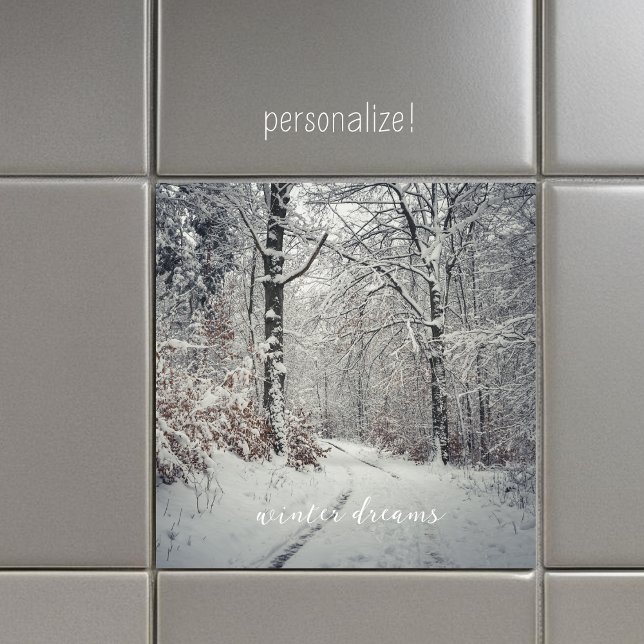 Azulejo De Cerâmica Um caminho através da floresta invernal encantada (Criador carregado)