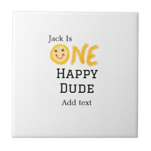 Azulejo De Cerâmica Um cara feliz 1rua feliz Aniversário sorrido amare