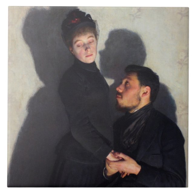 Azulejo De Cerâmica Um Casal com Sombras Transpostas (por Emile Friant (Frente)
