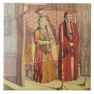Azulejo De Cerâmica Um Casamento judeu, gravado por Charles Parsons, 1