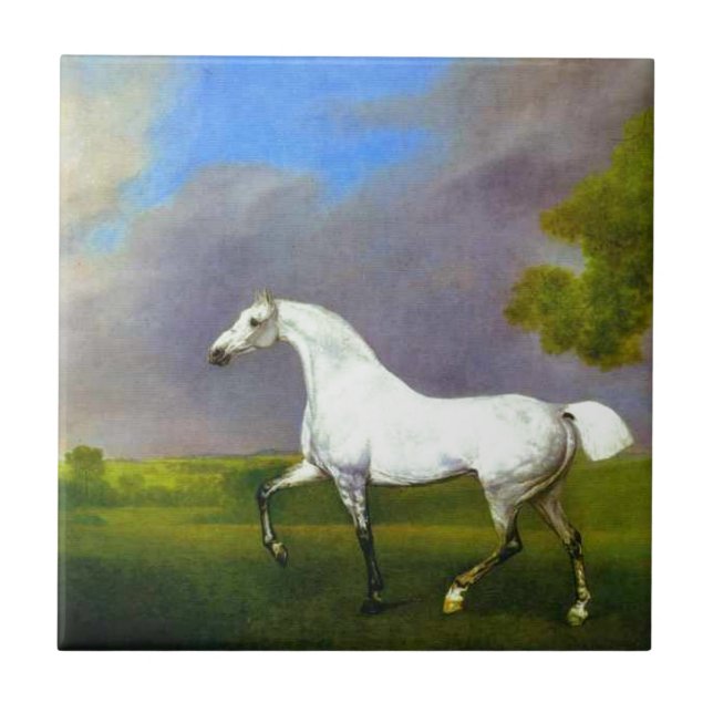 Azulejo De Cerâmica Um cavalo cinzento por George Stubbs (Frente)