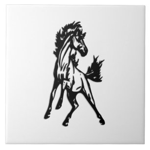 Azulejo De Cerâmica Um cavalo saltitante alegre na natureza