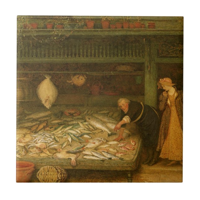 Azulejo De Cerâmica Um Compro do Fishmonger por Frederick Walker (Frente)