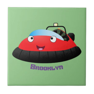 Azulejo De Cerâmica Um desenho animado de hovercraft, vermelho e bonit
