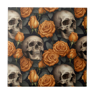 Azulejo De Cerâmica Um desenho da série A Skull and Roses 11
