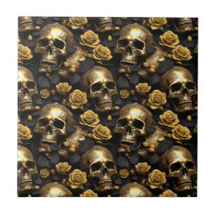 Azulejo De Cerâmica Um Design 8 da série Skull e Rosa
