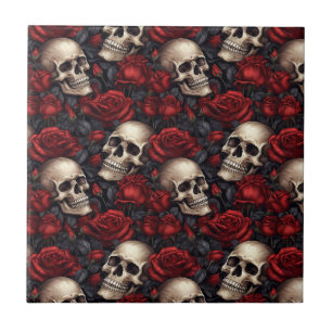 Azulejo De Cerâmica Um design da série A Skull and Roses 10