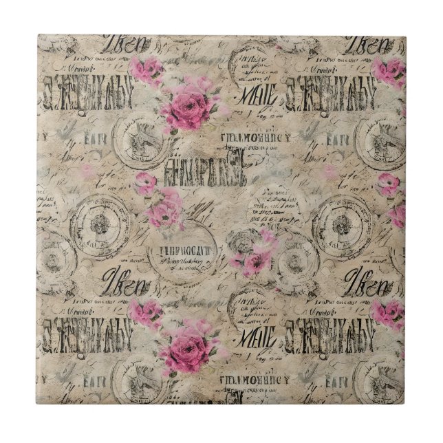 Azulejo De Cerâmica Um Design francês Ephemera Series 24 (Frente)