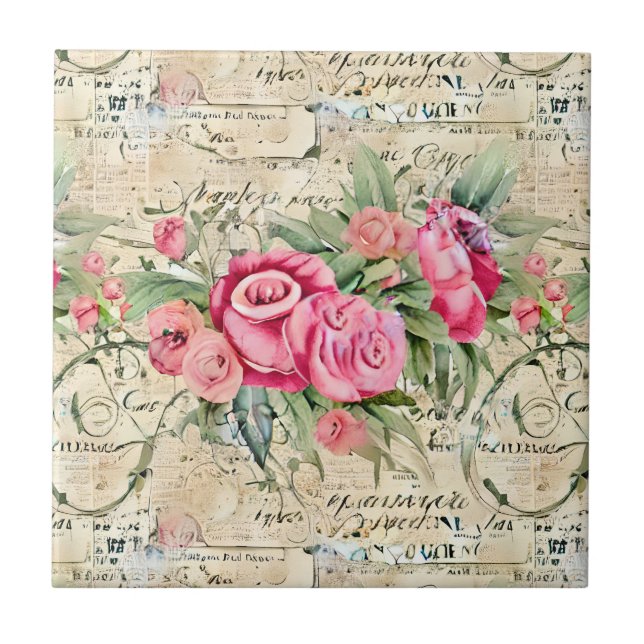 Azulejo De Cerâmica Um Design francês Ephemera Series 26 (Frente)