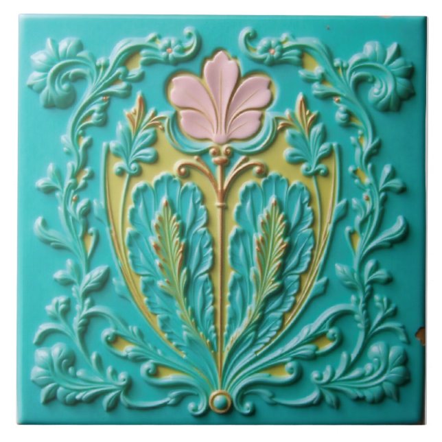 Azulejo De Cerâmica Um Despertar Turquesa na Primavera (Frente)