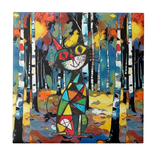 Azulejo De Cerâmica Um Dia Abstrato (Frente)