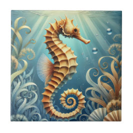 Azulejo De Cerâmica Um elegante cavalo marinho nadando debaixo d'água
