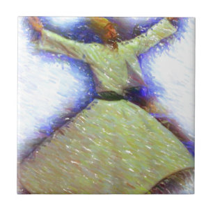 Azulejo De Cerâmica um esboço girando do sufi