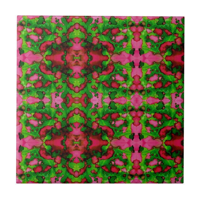 Azulejo De Cerâmica Um estudo em rosa e verde (Frente)