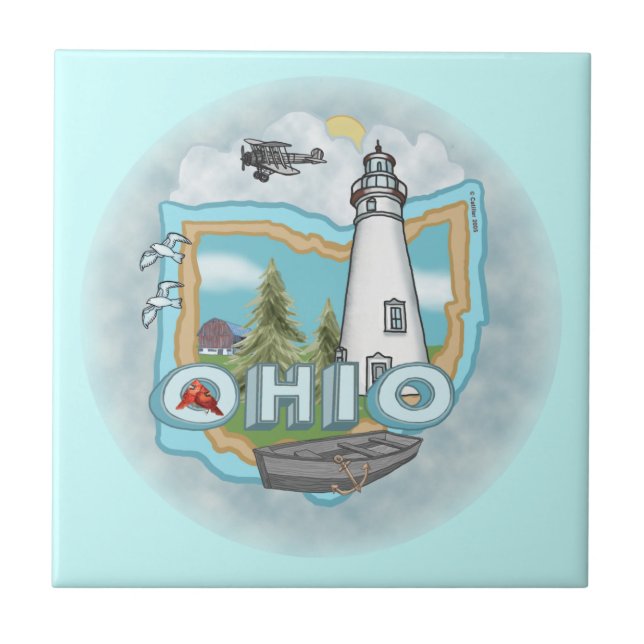 Azulejo De Cerâmica Um Farol de Ohio (Frente)