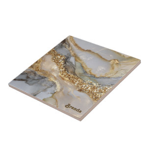 Azulejo De Cerâmica Um fundo de mármore branco e dourado luxuoso