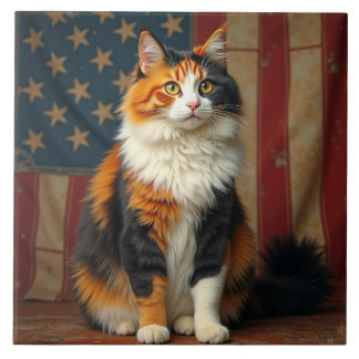 Azulejo De Cerâmica Um gato patriótico