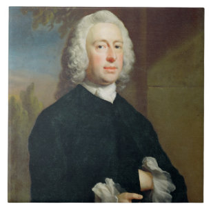 Azulejo De Cerâmica Um homem desconhecido no preto, 1735 (óleo em