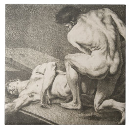 Azulejo De Cerâmica Um homem levanta as pernas de outro homem