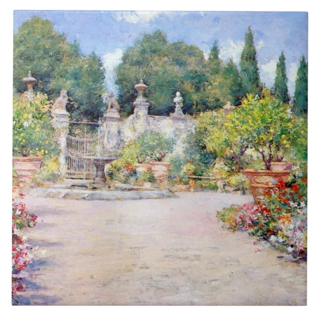 Azulejo De Cerâmica Um Jardim Italiano - William Merritt Chase,  (Frente)